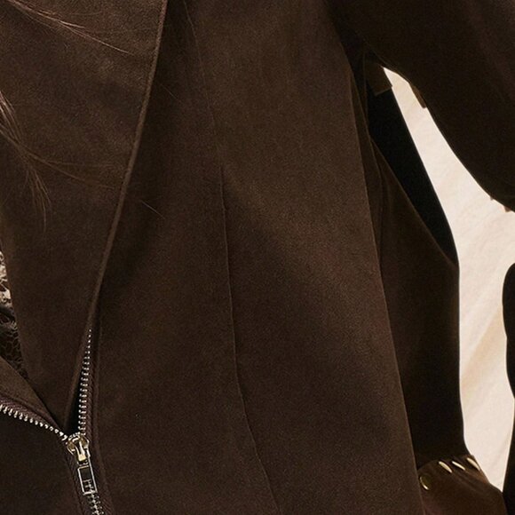 Multicolor Boho Women's Suede Fringe Jacket with Nomadic Rivets Tassel - Picture 3 of 8